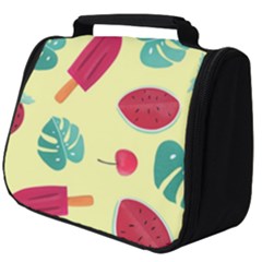 Watermelon Leaves Cherry Background Pattern Full Print Travel Pouch (big) by nate14shop