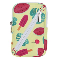 Watermelon Leaves Cherry Background Pattern Belt Pouch Bag (large) by nate14shop