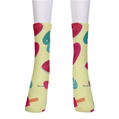 Watermelon Leaves Cherry Background Pattern Crew Socks by nate14shop