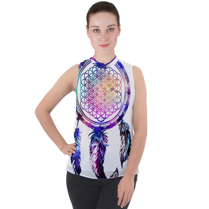 Bring Me The Horizon  Mock Neck Chiffon Sleeveless Top