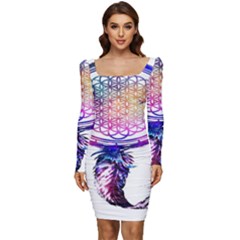 Bring Me The Horizon  Women Long Sleeve Ruched Stretch Jersey Dress