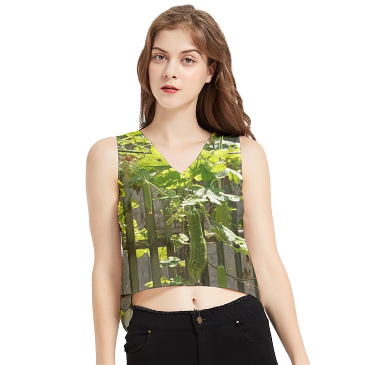 Bitter Melon V-Neck Cropped Tank Top