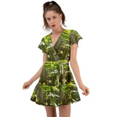 Bitter Melon Flutter Sleeve Wrap Dress by artworkshop