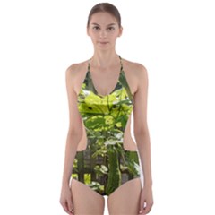 Bitter Melon Cut-out One Piece Swimsuit by artworkshop