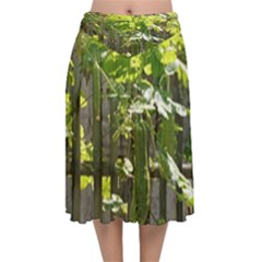 Bitter Melon Velvet Flared Midi Skirt by artworkshop