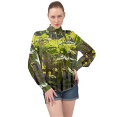 Bitter Melon High Neck Long Sleeve Chiffon Top by artworkshop