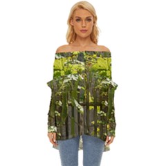 Bitter Melon Off Shoulder Chiffon Pocket Shirt