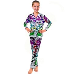 Abstrak Kid s Satin Long Sleeve Pajamas Set by nate14shop