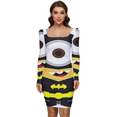 Batman Women Long Sleeve Ruched Stretch Jersey Dress by nate14shop