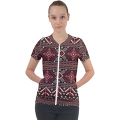 Ukrainian-folk-seamless-pattern-ornament Short Sleeve Zip Up Jacket by Wegoenart