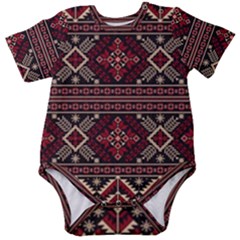 Ukrainian-folk-seamless-pattern-ornament Baby Short Sleeve Onesie Bodysuit by Wegoenart