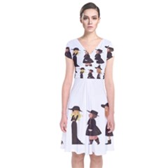 American Horror Story Cartoon Short Sleeve Front Wrap Dress by nate14shop