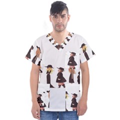 American Horror Story Cartoon Men s V-neck Scrub Top