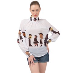 American Horror Story Cartoon High Neck Long Sleeve Chiffon Top by nate14shop