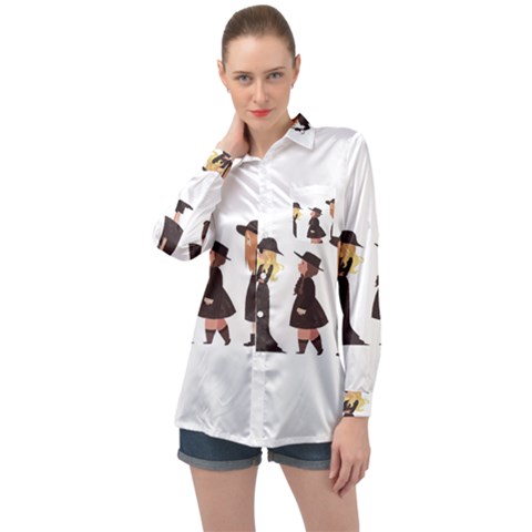 American Horror Story Cartoon Long Sleeve Satin Shirt by nate14shop