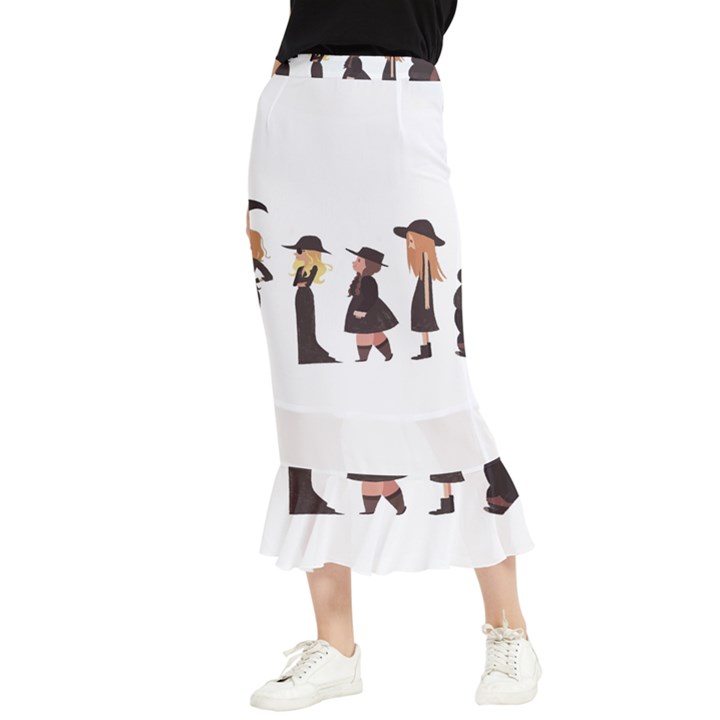 American Horror Story Cartoon Maxi Fishtail Chiffon Skirt