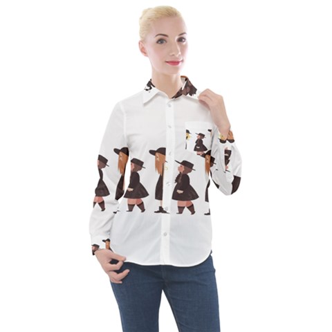 American Horror Story Cartoon Women s Long Sleeve Pocket Shirt by nate14shop