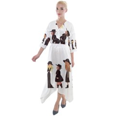 American Horror Story Cartoon Quarter Sleeve Wrap Front Maxi Dress by nate14shop