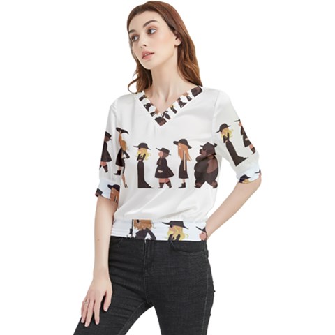 American Horror Story Cartoon Quarter Sleeve Blouse by nate14shop