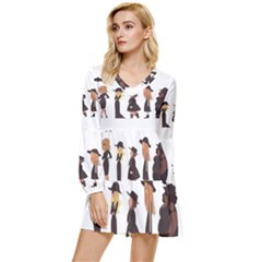 American Horror Story Cartoon Tiered Long Sleeve Mini Dress