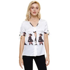 American Horror Story Cartoon Bow Sleeve Button Up Top