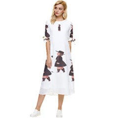 American Horror Story Cartoon Bow Sleeve Chiffon Midi Dress