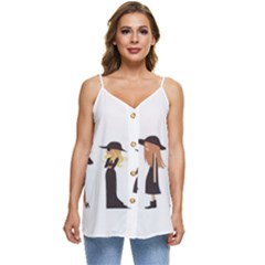 American Horror Story Cartoon Casual Spaghetti Strap Chiffon Top