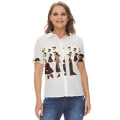 American Horror Story Cartoon Women s Short Sleeve Double Pocket Shirt