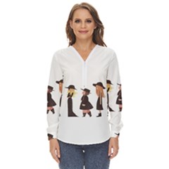 American Horror Story Cartoon Zip Up Long Sleeve Blouse