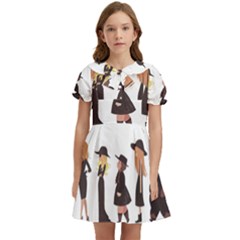 American Horror Story Cartoon Kids  Bow Tie Puff Sleeve Dress