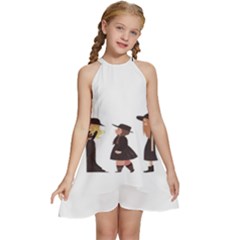 American Horror Story Cartoon Kids  Halter Collar Waist Tie Chiffon Dress