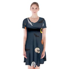 Halloween Short Sleeve V-neck Flare Dress by nate14shop