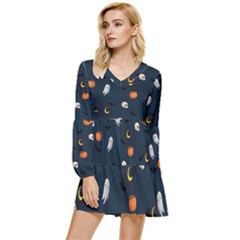 Halloween Tiered Long Sleeve Mini Dress