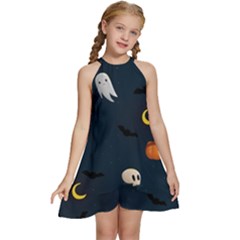 Halloween Kids  Halter Collar Waist Tie Chiffon Dress