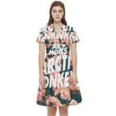 Arctic Monkeys Colorful Short Sleeve Waist Detail Dress by nate14shop