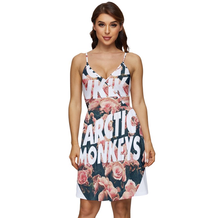 Arctic Monkeys Colorful V-Neck Pocket Summer Dress 