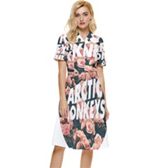 Arctic Monkeys Colorful Button Top Knee Length Dress