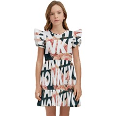 Arctic Monkeys Colorful Kids  Winged Sleeve Dress