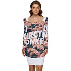 Arctic Monkeys Colorful Women Long Sleeve Ruched Stretch Jersey Dress