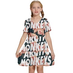 Arctic Monkeys Colorful Kids  Short Sleeve Tiered Mini Dress