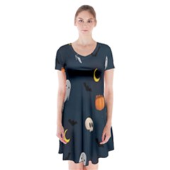 Halloween Short Sleeve V-neck Flare Dress by nate14shop