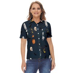 Halloween Women s Short Sleeve Double Pocket Shirt