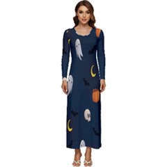 Halloween Long Sleeve Velour Longline Maxi Dress