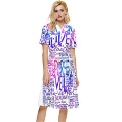 Piere Veil Button Top Knee Length Dress