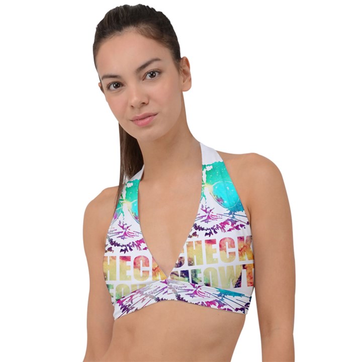 Check Meowt Halter Plunge Bikini Top