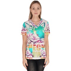 Check Meowt Women s V-neck Scrub Top by nate14shop