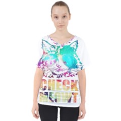 Check Meowt V-neck Dolman Drape Top by nate14shop