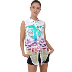 Check Meowt Sleeveless Chiffon Button Shirt