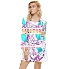 Check Meowt Tiered Long Sleeve Mini Dress