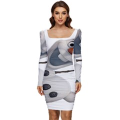 Frozen Women Long Sleeve Ruched Stretch Jersey Dress